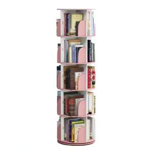 5 Tier Rotating Bookshelf 360 View Display Unique Revolving Storage Rack for Spinning Small Bookcase Bedroom Living Room