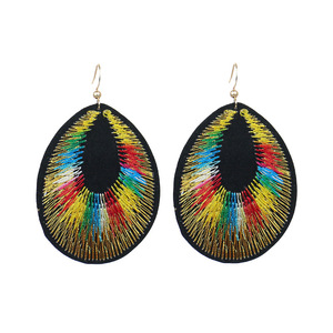 Boucles d'oreilles pendantes en forme de plume Bohème, fil de lin, bijoux de fête pour femmes, boucles d'oreilles pendantes tendance - Product Image 5