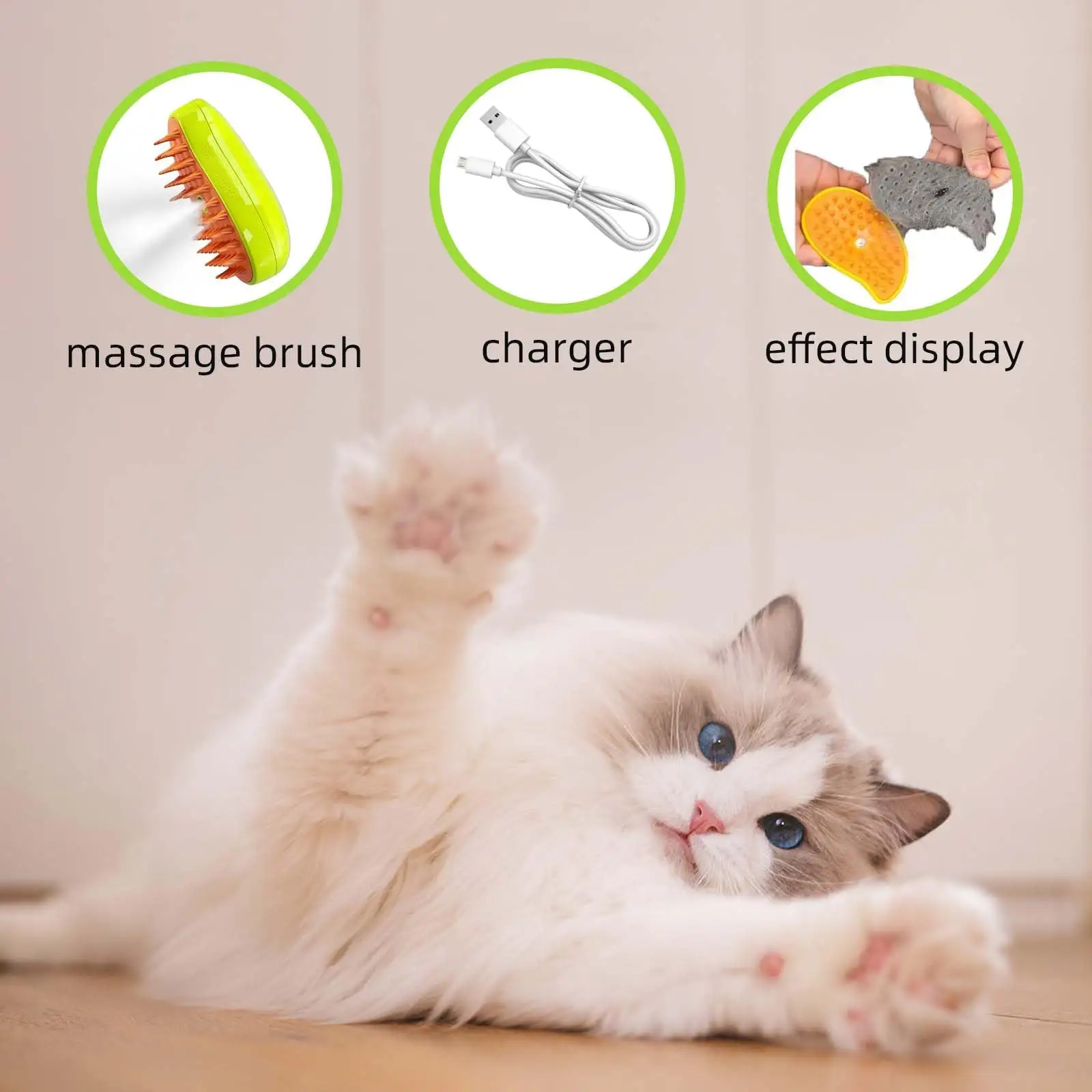 Yeni sürüm kedi bakım fırçası 3 In1 buharlı kedi sprey masaj tarak
