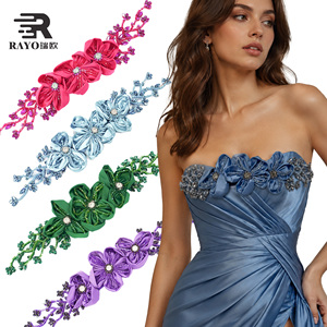 Aplique de Flores 3D Hecho a Mano de Alta Calidad, 9*42mm, con Pedrería, para Coser en Vestidos de Novia, Aplique de Pedrería para Manualidades - Product Image 6