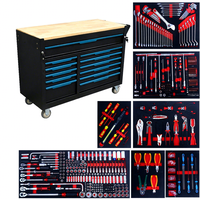 718 pièces – Outils de réparation automobile en métal pour garage et atelier, comprenant ciseaux, marteau, pince, chariot de rangement rigide en EVA, plan de travail OEM