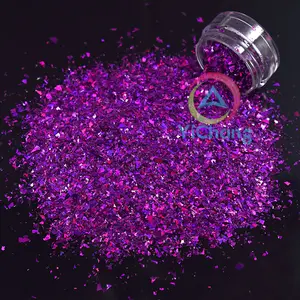 Purpurina holográfica para uñas epoxi, color violeta, poliéster, Irregular