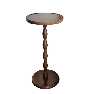 Traditional Artisan Antique Dark Wood <b>Small</b> <b>Round</b> Top Spiral Carved Pedestal Base Mansion Decor Carved Turner <b>Coffee</b> <b>Table</b> - Product Image 1