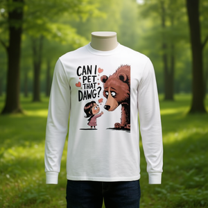 T-shirt à manches longues Can I Pet That Dawg, motif ours mignon, taille adulte unisexe - Product Image 3