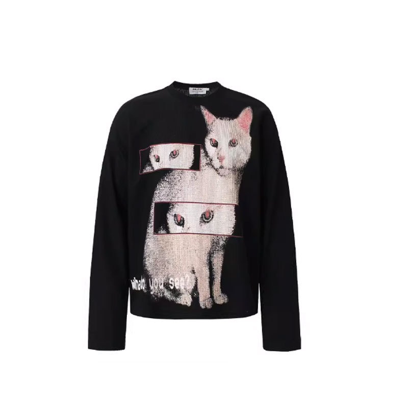 380g Weight, Premium Korean Lazy Style, K-pop Group Cat Dancing Print, Women Loose Long Sleeve Hoodie, Fall Winter Trendy Top