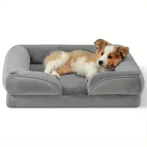 Lit pour chien en mousse à mémoire de forme unique du fabricant, oreiller orthopédique lavable super doux, lit pour chien de compagnie