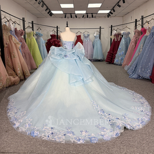 Jancember 1335 Sky Blue Quinceanera <strong>Dress</strong> Beaded Ball Gown Azure Bridal Gown Corset Sweet 16 Birthday Party Banquet Ceremony - Product Image 3