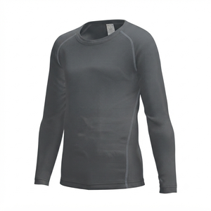 Men's <b>Navy</b> Blue Long Sleeve O-Neck Thermal <b>Top</b> 100% Polyester Quick Dry Casual Knitted Solid Color - Product Image 5
