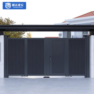 Porte motorisée en métal Design Extérieur Grandes portes d'entrée principales Clôture en aluminium gris foncé Portes d'allée Porte pliante Porte coulissante - Product Image 1
