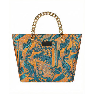 Bolso de Mano Xinzirain Personalizado, Estilo Vintage, <span class=keywords><strong>con</strong></span> <span class=keywords><strong>Cadena</strong></span> Jacquard, Diseño Floral, <span class=keywords><strong>Cadena</strong></span> Metálica <span class=keywords><strong>Dorada</strong></span>, Etiqueta <span class=keywords><strong>Negra</strong></span>, Bolso Tote para Mujer - Product Image 1