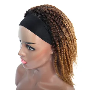 सस्ते हेडबैंड एफ्रो गांठदार घुंघराले Wigs, 100 मानव बाल Wigs काले महिलाओं के लिए, हेडबैंड विग मानव बाल