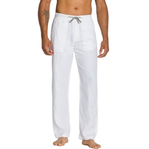 Custom High Waist <strong>Trousers</strong> Casual Outdoor Cotton <strong>Linen</strong> <strong>White</strong> Pants <strong>Men</strong> 100% <strong>Linen</strong> - Product Image 1