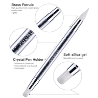 Stylo de perçage à tête Double face en Silicone, 1 pièce, avec poignée en cristal, pour le Nail Art et la manucure