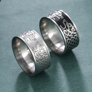 Viking nordique mythologie Divine bête anneau pour hommes femmes en acier inoxydable noeud <span class=keywords><strong>celtique</strong></span> bague Hip Hop <span class=keywords><strong>Rock</strong></span> Punk bijoux cadeau - Product Image 1