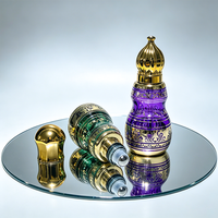 Bouteille d'huile essentielle en gros d'usine, flacon de parfum en verre vide de 12 ml en forme de gourde, style arabe, flacon applicateur pour huile d'attar