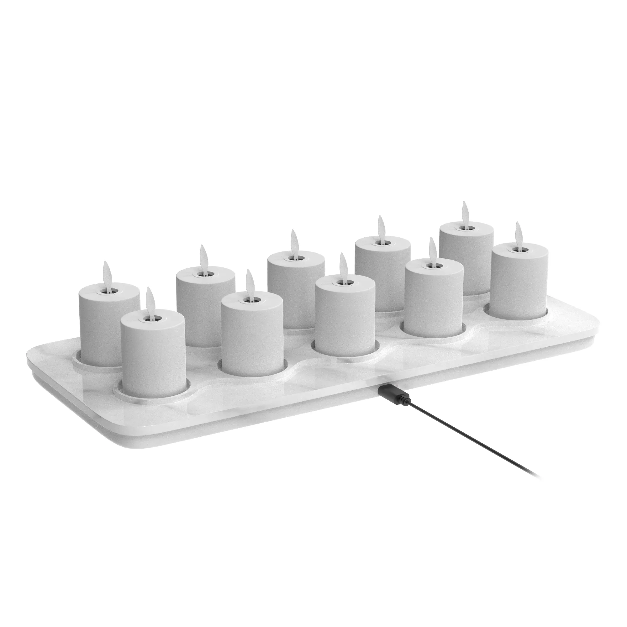 10 قطع شمع ليد الذكية لهب الشاي المضيء شمع قابل للشحن مصباح شمع الوميض لديكور المنزل