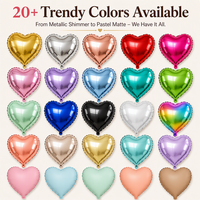 Ballons en aluminium en forme de cœur de 18 pouces, couleurs macaron métallisées, pour la décoration de mariages, anniversaires et demandes en mariage - Vente en gros pour les fêtes