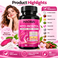 Myo-Inositol D-Chiro-Inositol Berbérine Capsules Végétariennes Vitamine D3 K2 Acide Folique B12 Magnésium Zinc 90 Capsules
