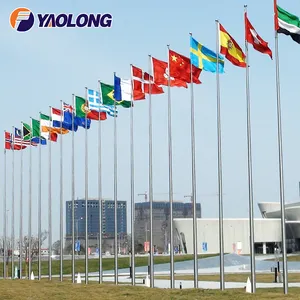 Yaolong 6M 8M 12M 304 316 Stainless Steel 360 Degree Rotating Flag Mast Flagpole Aluminum Alloy Hotel Flag Pole