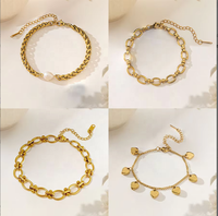 Bracelet à breloques en acier inoxydable plaqué or 18 carats Ilona, ensemble de bijoux, bracelet polyvalent pour femmes, accessoires de mode, ne se décolore pas
