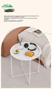 <span class=keywords><strong>Table</strong></span> basse ronde moderne Wayon en fer <span class=keywords><strong>noir</strong></span> avec <span class=keywords><strong>plateau</strong></span> et design à pieds croisés pour la décoration de salon - Product Image 6