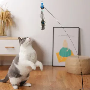 Jouet interactif pour chat Funny Simulation Bird Feather avec Bell Cat Stick Toy pour chaton jouant Teaser Wand Toy Pet Cats Supplies - Product Image 4