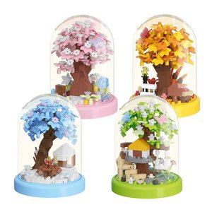 Mini 3D DIY Plastic Block Set Kids Tabletop Construction Building Blocks with Four Seasons <strong>Tree</strong> House Decorations - Product Image 1