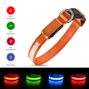 Tize Venta caliente USB carga LED colorido Nylon perro Collar accesorios para mascotas - Product Image 3