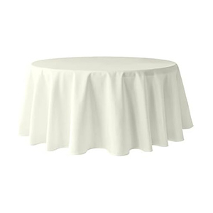 Mantel Redondo de Poliéster Tejido Personalizado al por Mayor, Blanco, de 120 Pulgadas, Impermeable, para Fiestas, Banquetes, Bodas y Eventos al Aire Libre - Product Image 1