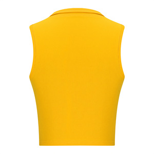 T-shirt en tricot sans manches pour femme avec col montant zippé, hauts décontractés tendance - Product Image 5