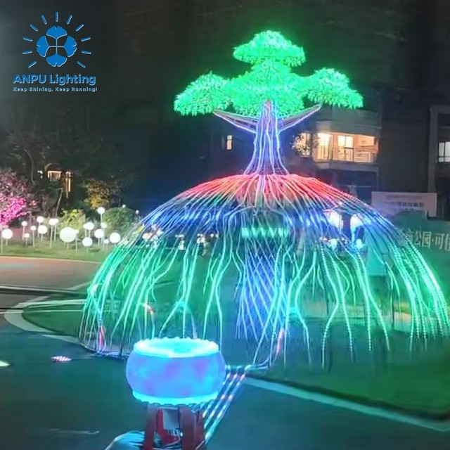ANPU Lighting Giant RGB Color-Changing LED Jellyfish Dome Motif Light IP65 Waterproof Christmas Outdoor Festival & Park Decor
