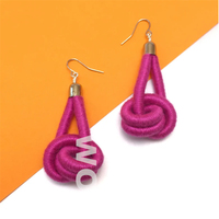 Boucles d'oreilles en corde tricotée à la mode Boucles d'oreilles en macramé pour grandes dames en textile