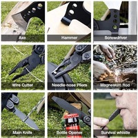 Camping 15-en-1 Poche Multitool avec Couteau Hache Marteau Pince Ouvre-Bouteille Multi-tool Kit de Survie pour Pêche Chasse Randonnée