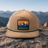 Casquette Snapback Marron Non Structurée en Corduroy Polaire d'Extérieur Personnalisée avec Logo Brodé à 5 Panneaux