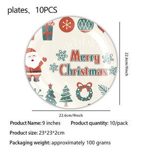 Elegante festa di buon natale decorazione posate Set di babbo natale vassoio tovaglioli usa e getta posate piatto di <span class=keywords><strong>carta</strong></span> - Product Image 3