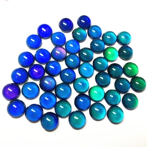 Sintetico Magia della Parte Posteriore Piana del Cabochon Rotondo 8 millimetri Mood Cambiamento di Colore di Pietra - Product Image 3