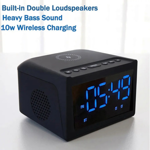 Réveil numérique LED de chevet 2023 avec chargeur sans fil 10W pour téléphone <span class=keywords><strong>portable</strong></span>, étanche IPX5, son surround 5D, TF, Aux, FM, USB - Product Image 3