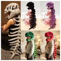 Masque-chapeau en peluche squelette de dinosaure coloré, accessoire de tête de dinosaure pour Halloween, jouet en peluche amusant pour fête costumée et cosplay