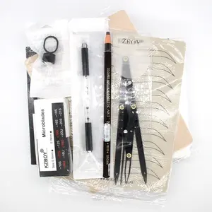 KZBOY Permanent Makeup Microblading Kit Set for academy Beginner Practice Skin Manual Pen Microblading Needles Ring Cup Training