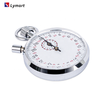 Mini chronomètre analogique mécanique gris avec fonction pause, construction en métal et verre