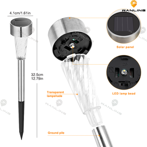 Lampe solaire extérieure étanche, lampe solaire LED en acier inoxydable pour jardin, patio, pelouse, cour et paysage - Product Image 5