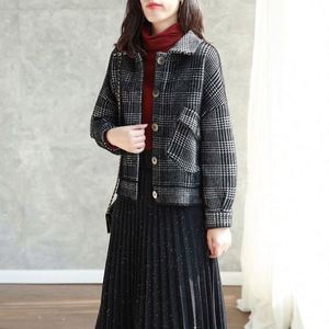 <span class=keywords><strong>2022</strong></span> nuevo estilo coreano para <span class=keywords><strong>mujer</strong></span>, abrigo con cuello de solapa de lana de piel sintética de visón para <span class=keywords><strong>mujer</strong></span>, ropa de <span class=keywords><strong>mujer</strong></span> de otoño e invierno, chaqueta informal dulce a cuadros de punto - Product Image 5