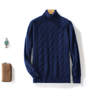 Pull en laine pure à 100% pour homme, automne-hiver, col haut, épais, couleur unie, tricoté, couche de base chaude, logo personnalisable
