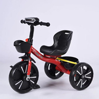 Tricycle en métal pour enfants, poussette pour bébé de 1 à 3 ans, vélo à pédales avec musique, tricycle 3-en-1 pour enfants, chariot pour tout-petits