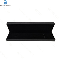 Boîte à bijoux de luxe en cuir PU et velours noir pour bagues, boucles d'oreilles, bracelets et colliers, personnalisable avec logo, vente en gros