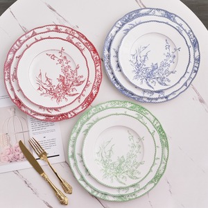 ชุดจานลายดอกไม้สไตล์ยุโรป 3 ชิ้น ทำจากเซรามิกเนื้อละเอียด ขายส่ง - Product Image 1