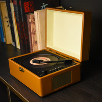 Tourne-disque vinyle portable vintage multifonction rétro BT LP avec haut-parleur sans fil
