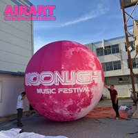Ballon gonflable rose en forme de lune pour festival de musique romantique, grand ballon publicitaire géant en forme de lune