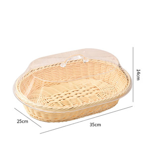 Ménage Légumes Fruits Secs Assiette <span class=keywords><strong>Panier</strong></span> Rectangulaire <span class=keywords><strong>Panier</strong></span> De Rangement Cuisine Alimentaire Pain <span class=keywords><strong>Panier</strong></span> Avec Couvercle - Product Image 6