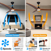 Ventilateur de plafond à faible bruit avec lumière LED, télécommande, moteur DC, 3 pales en bois massif, 42 pouces, 48 pouces, 52 pouces